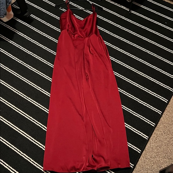 AZAZIE BRIELLE Pomegranate A-Line Cowl Spaghetti Straps Stretch Satin Dress - Picture 2 of 8